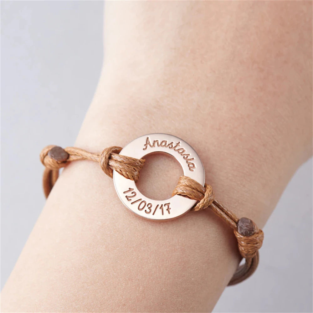 Personalisiertes Leder Armband Mit Ring