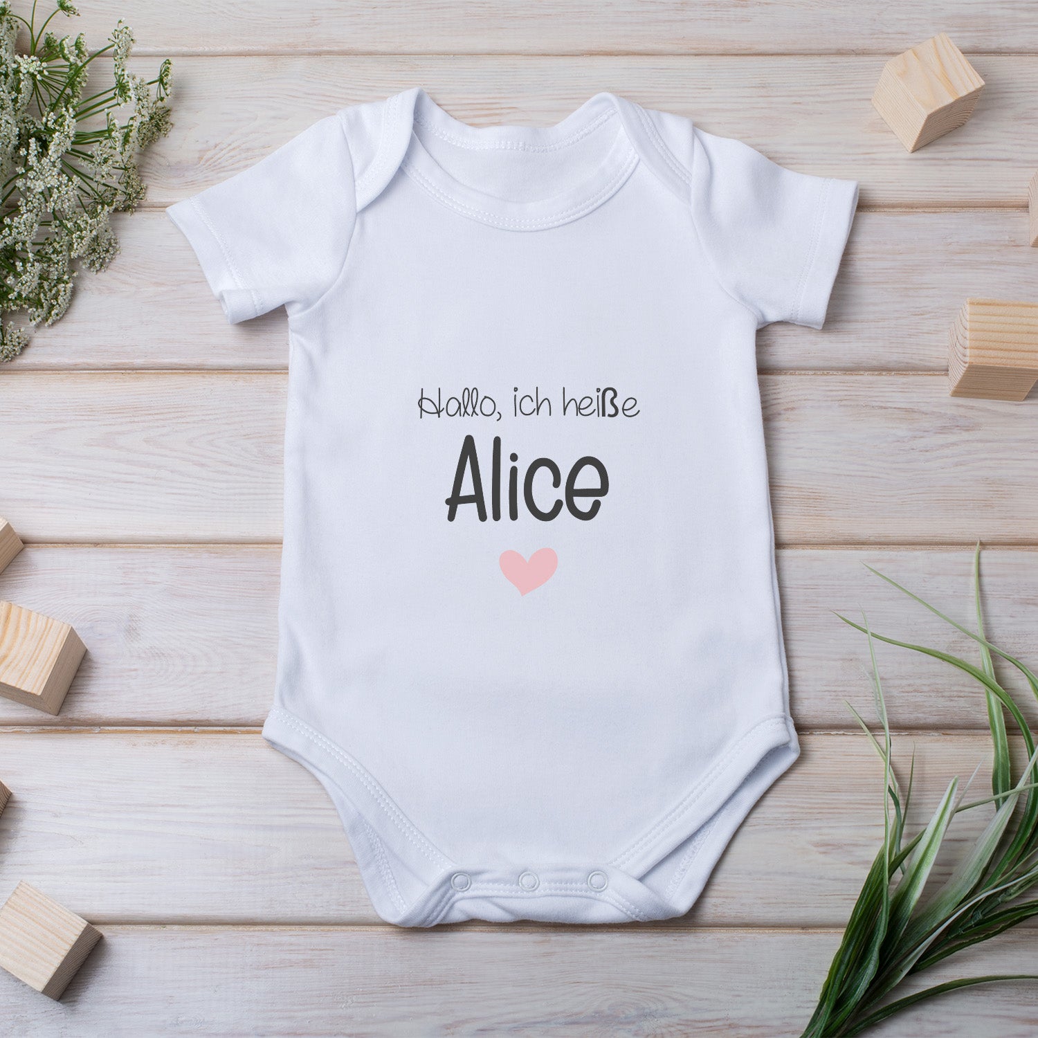 Personalisierter Baby Body Strampler Hallo Mit Name