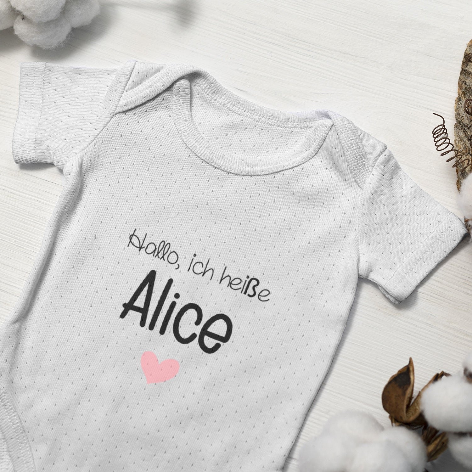 Personalisierter Baby Body Strampler Hallo Mit Name