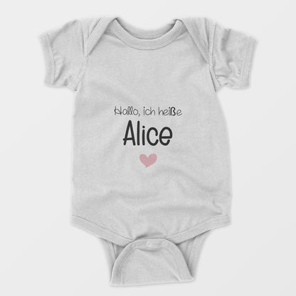 Personalisierter Baby Body Strampler Hallo Mit Name