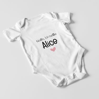 Personalisierter Baby Body Strampler Hallo Mit Name