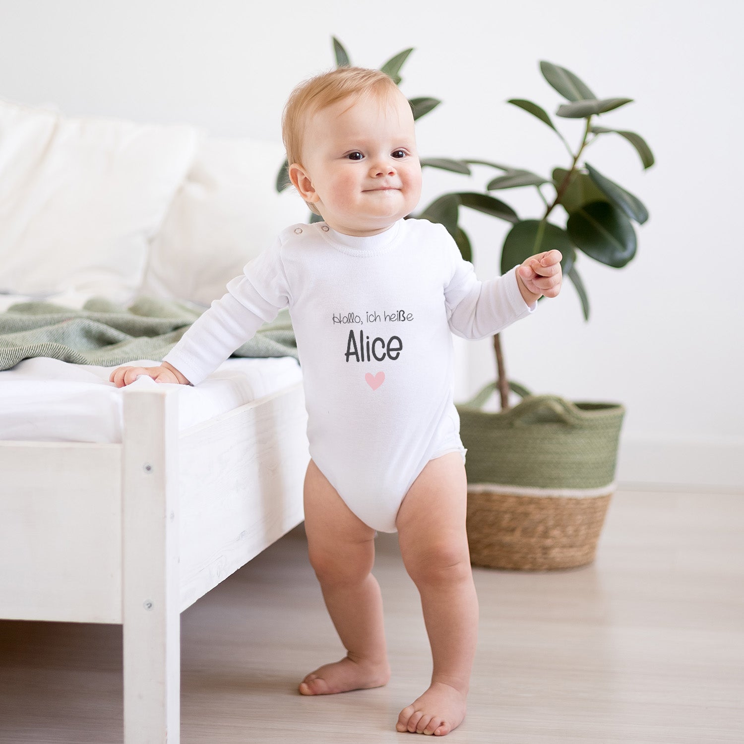 Personalisierter Baby Body Strampler Hallo Mit Name