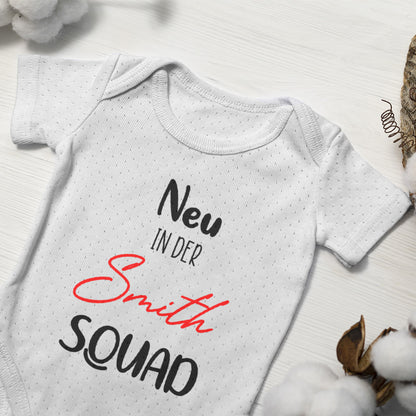 Personalisierter Baby Body Strampler Squad Mit Nachname