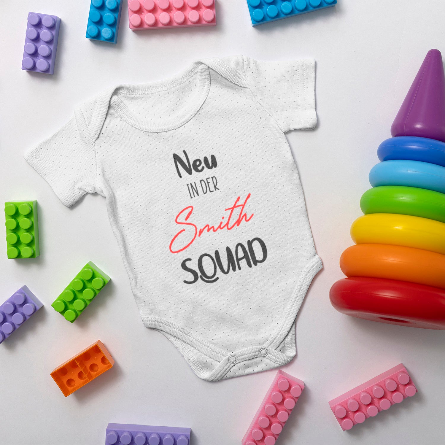 Personalisierter Baby Body Strampler Squad Mit Nachname