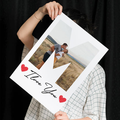 Personalisiertes Poster Paare I Love You Mit Foto Und Initial