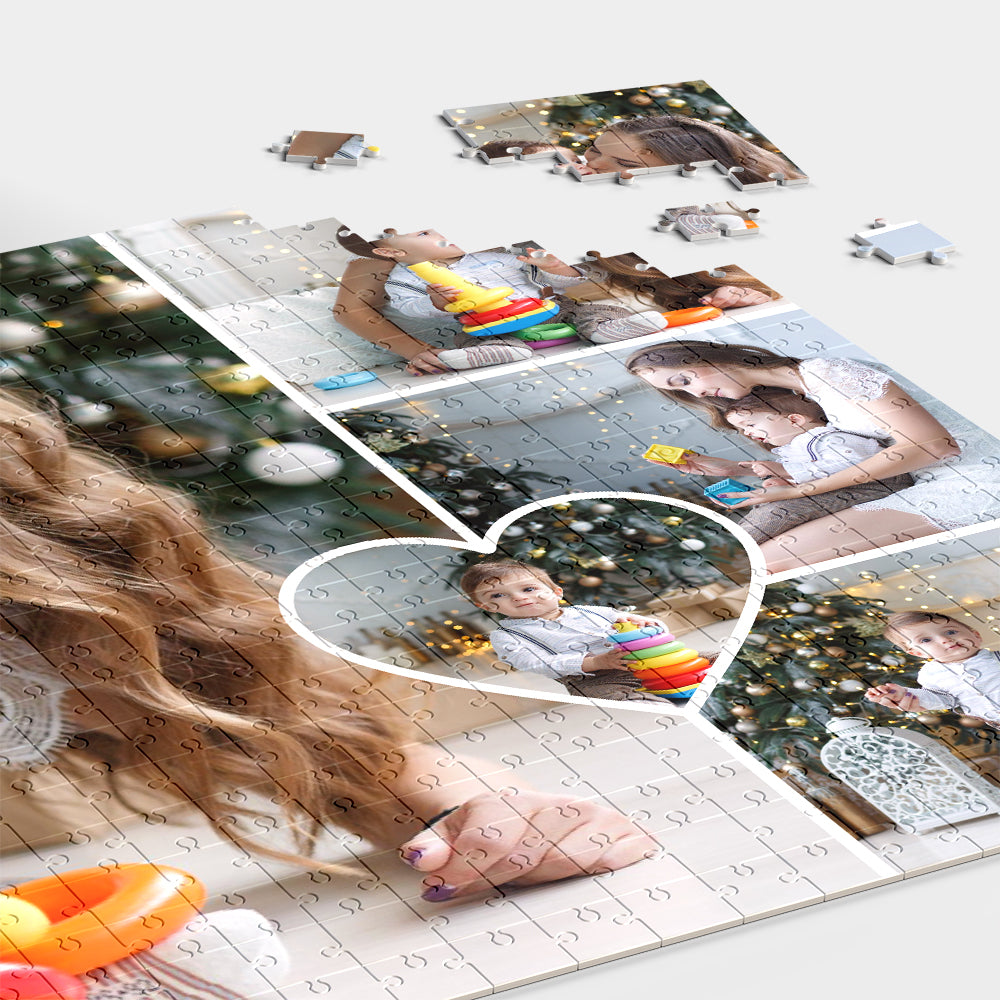 Personalisierte Puzzle Herz Collage mit Fotos