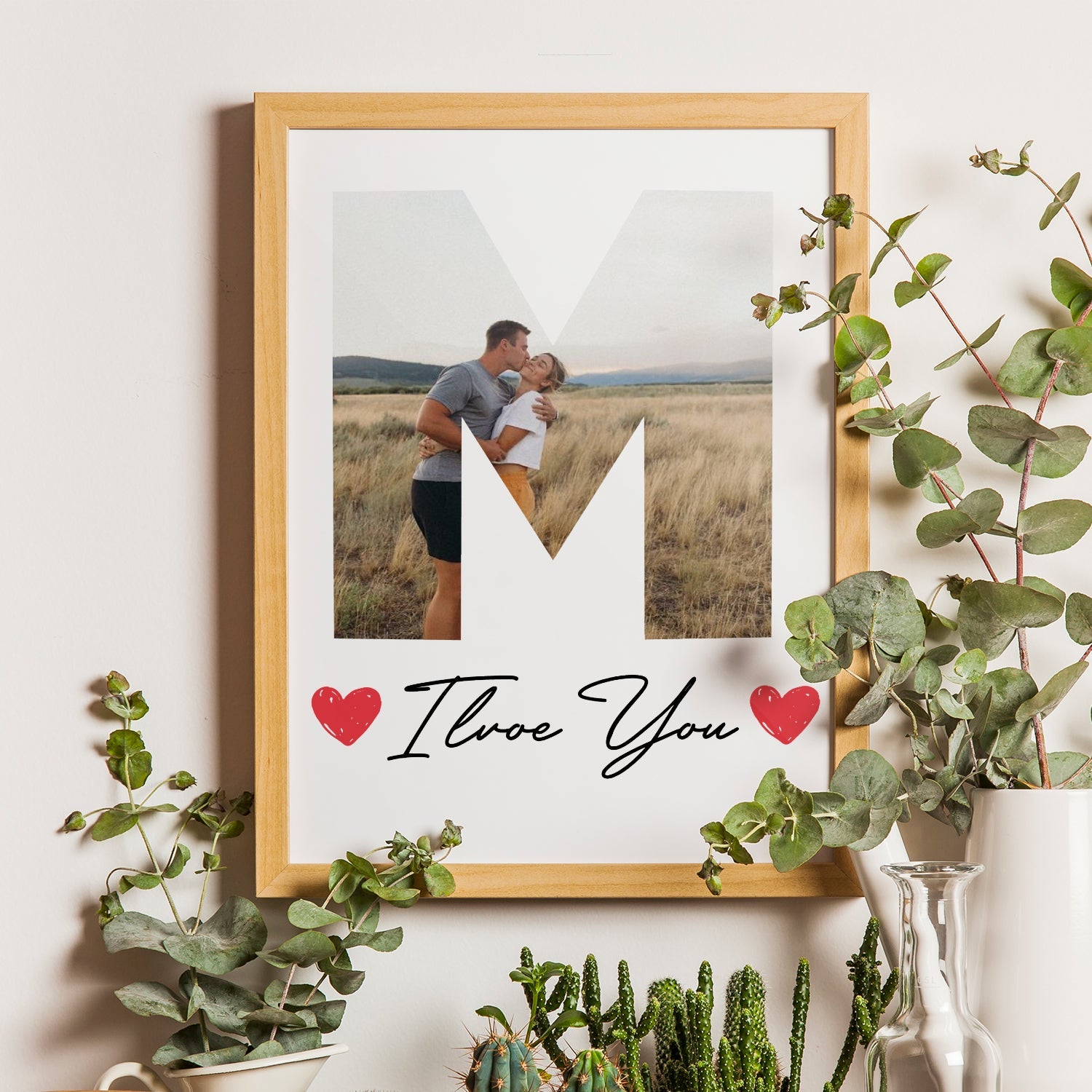 Personalisiertes Poster Paare I Love You Mit Foto Und Initial