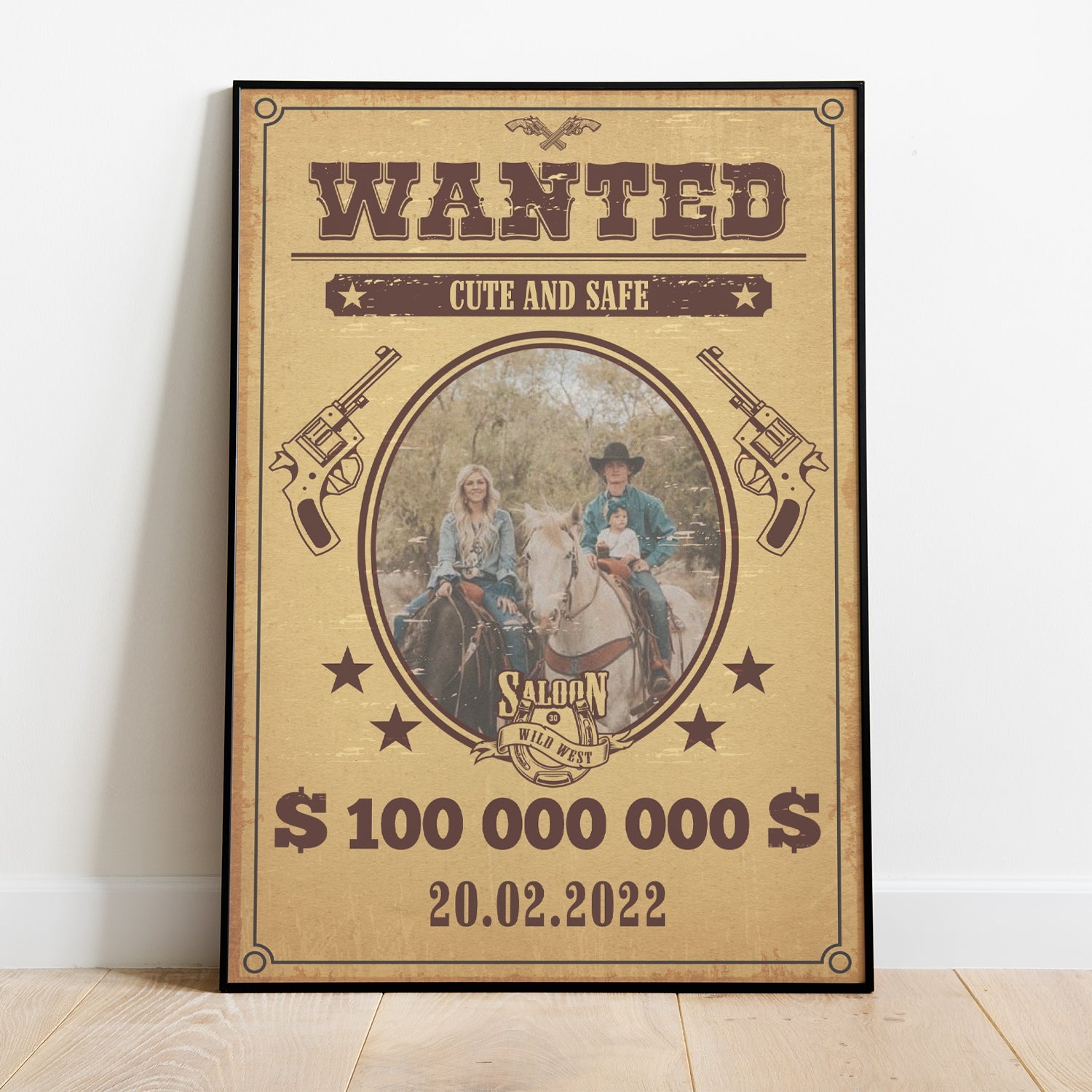Personalisiertes Western Poster Wanted Mit Foto