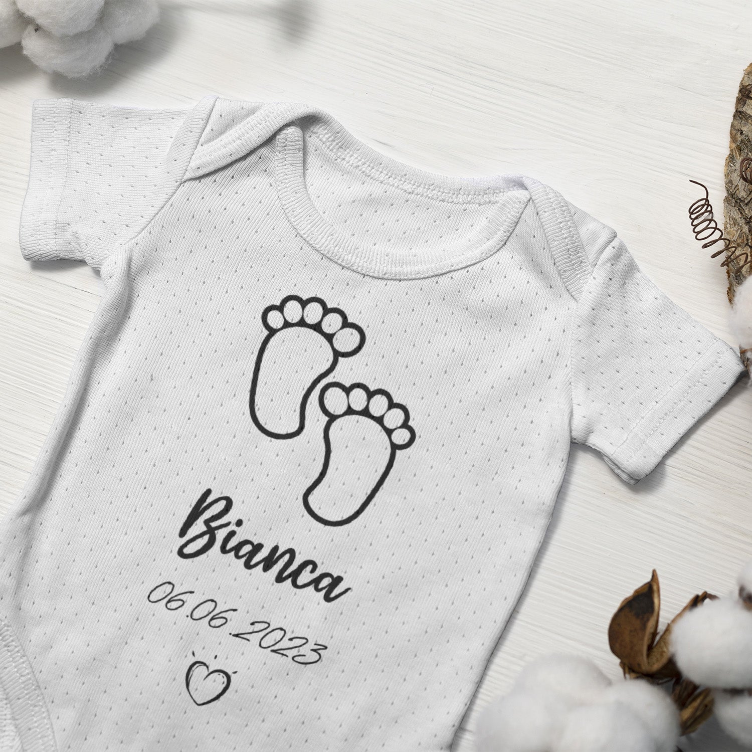 Personalisierter Body Strampler Babyfüße Mit Name Und Geburtsdatum