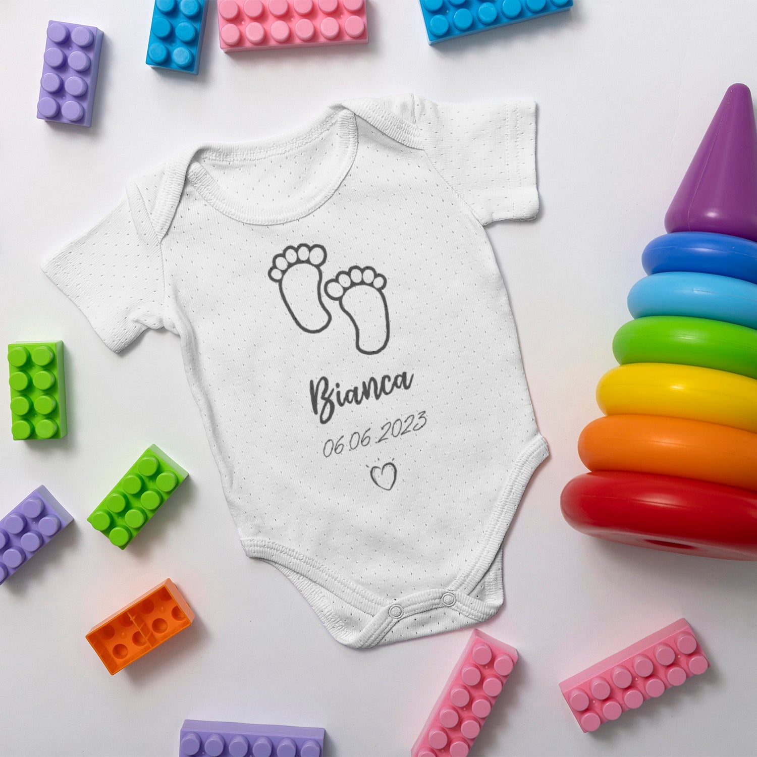 Personalisierter Body Strampler Babyfüße Mit Name Und Geburtsdatum