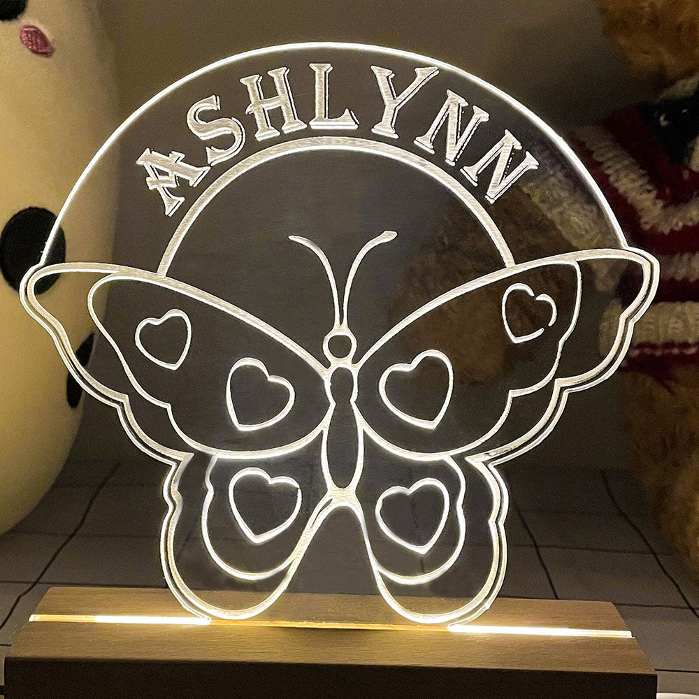 Personalisiertes LED Nachtlicht Kinder Lampe Schmetterling Mit Name