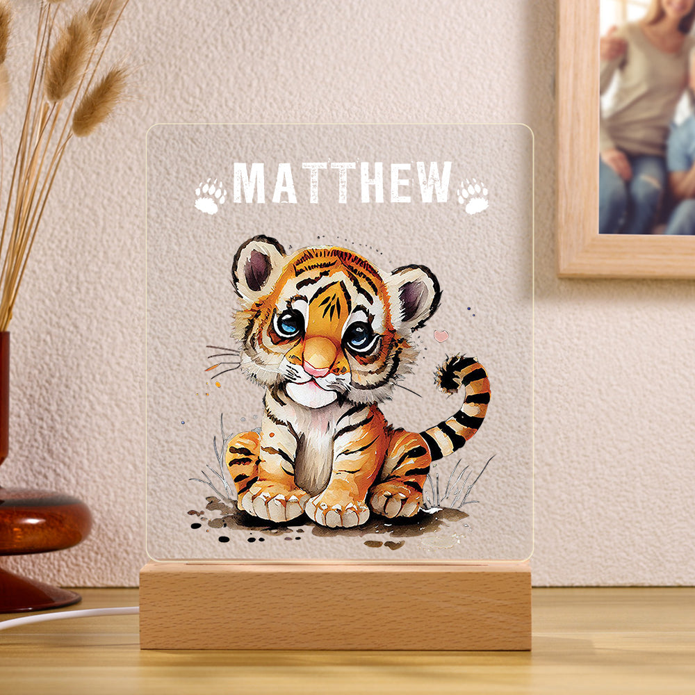 Personalisiertes LED Nachtlicht Kinder Lampe Tiger Mit Name