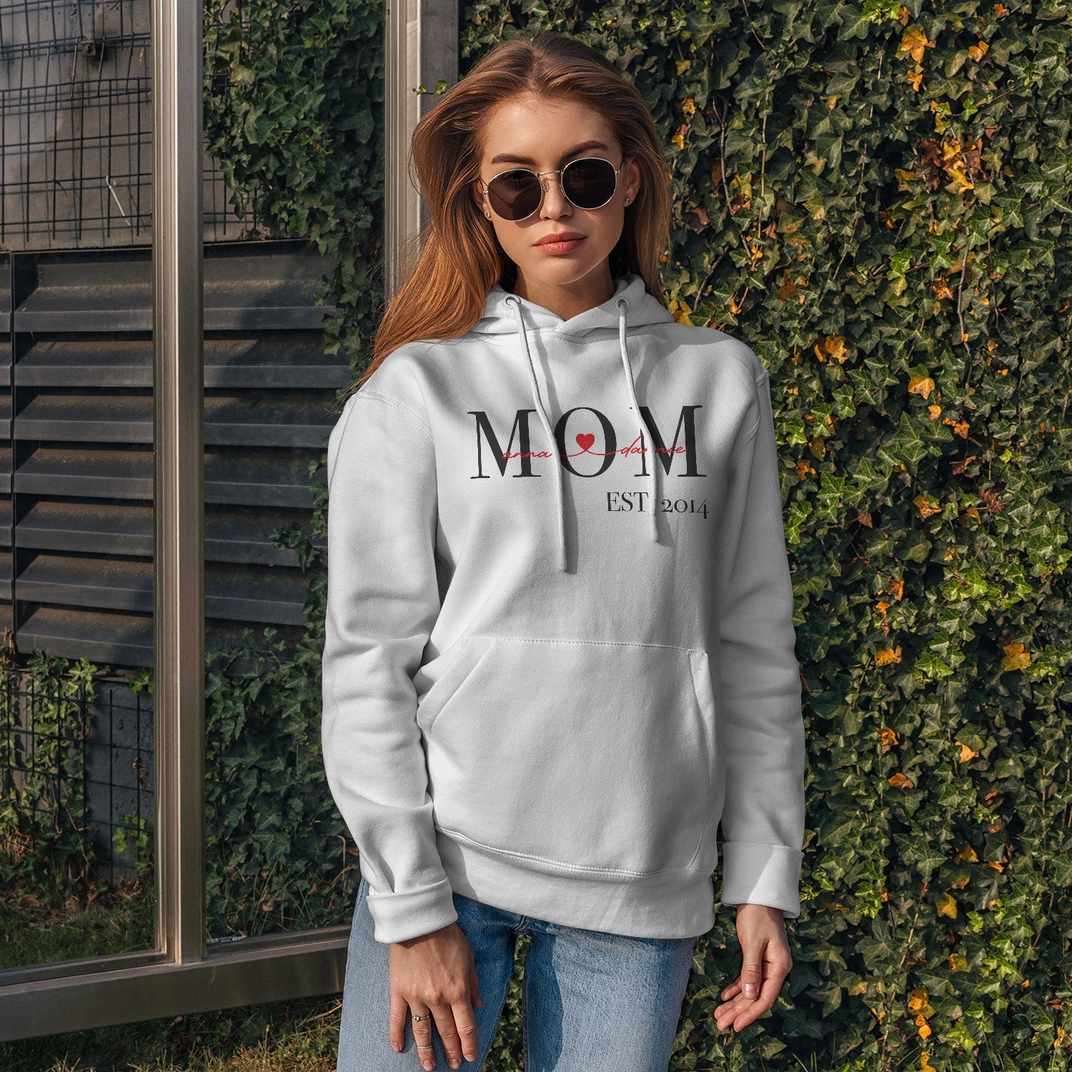 Personalisierter Hoodie Pullover Mom Est. Mit Kindername