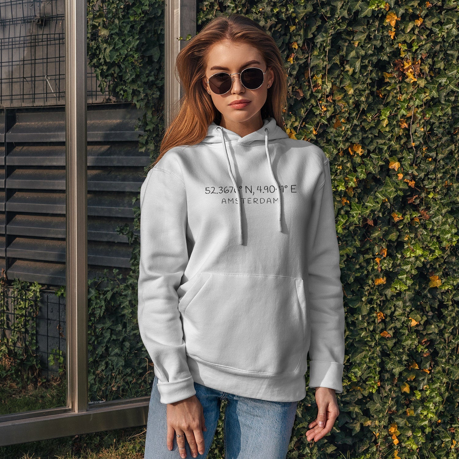 Personalisierter Hoodie Pullover Koordinaten Stadt