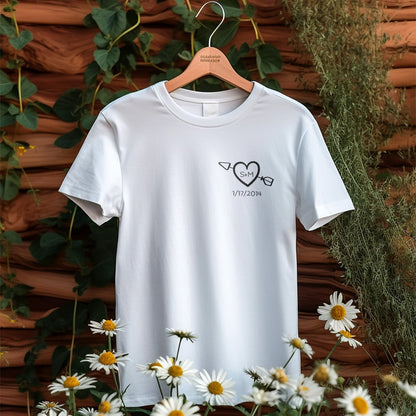 Personalisiertes T-Shirt Herz Mit Initialen Und Datum