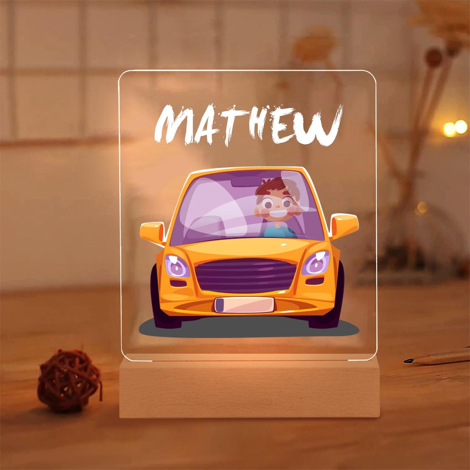 Personalisiertes LED Nachtlicht Kinder Lampe Auto Mit Name